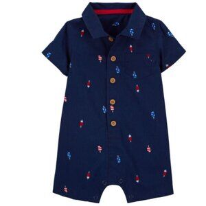 Baby Boys Carter's POPSICLES Romper Size 3 6 9 Months Navy Blue Patriotic NWT